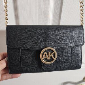Anne Klein Shoulder Bag, Black with Gold/Back Strap